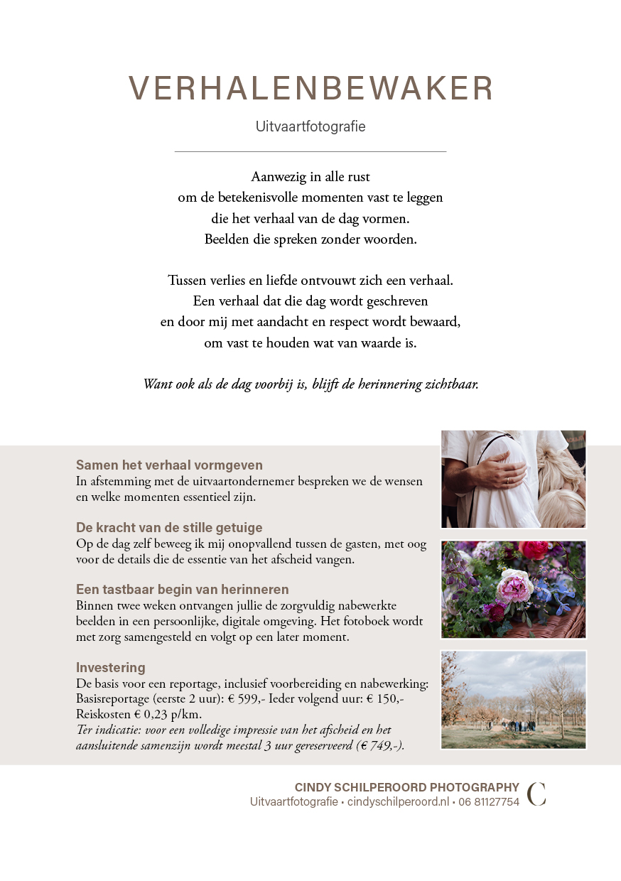 Flyer Uitvaartfotografie
